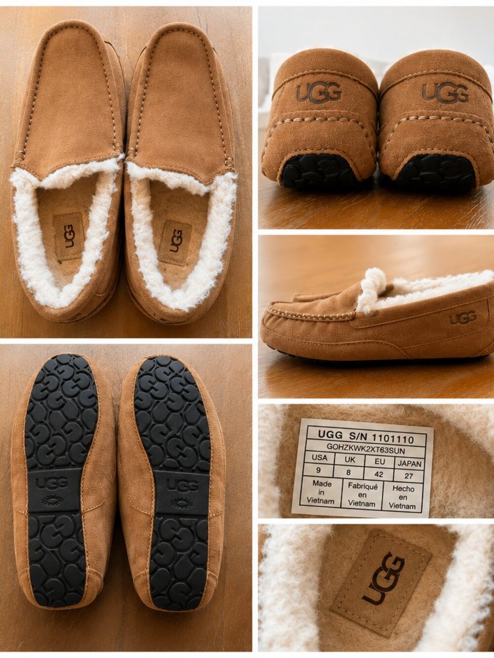 NEW UGG Ascot Chestnut Suede Shearling Slippers Men's Size 9